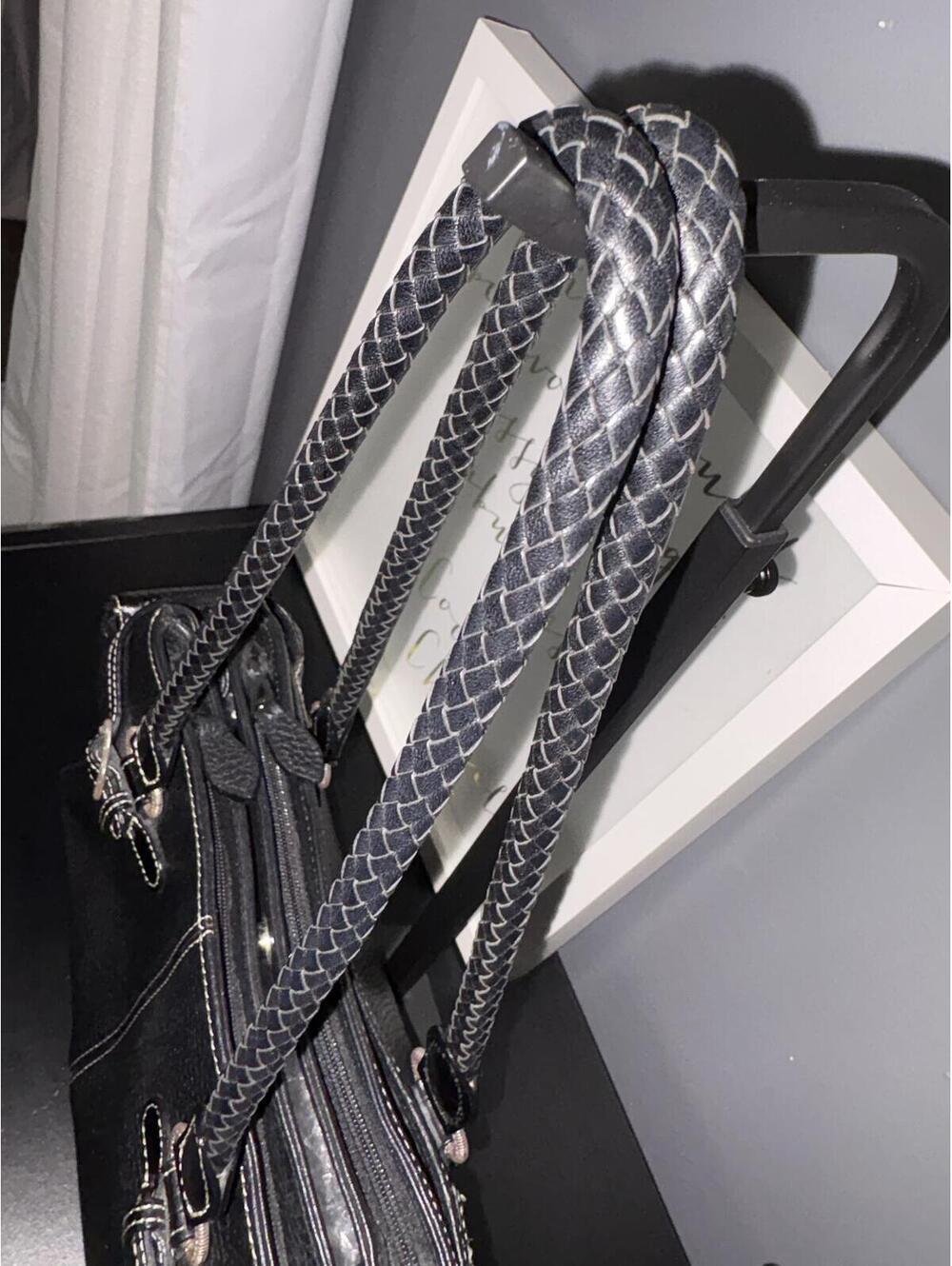 Brighton Black Pebbled Leather Satchel Bag Braided Straps C73135 - Picture 3 of 8
